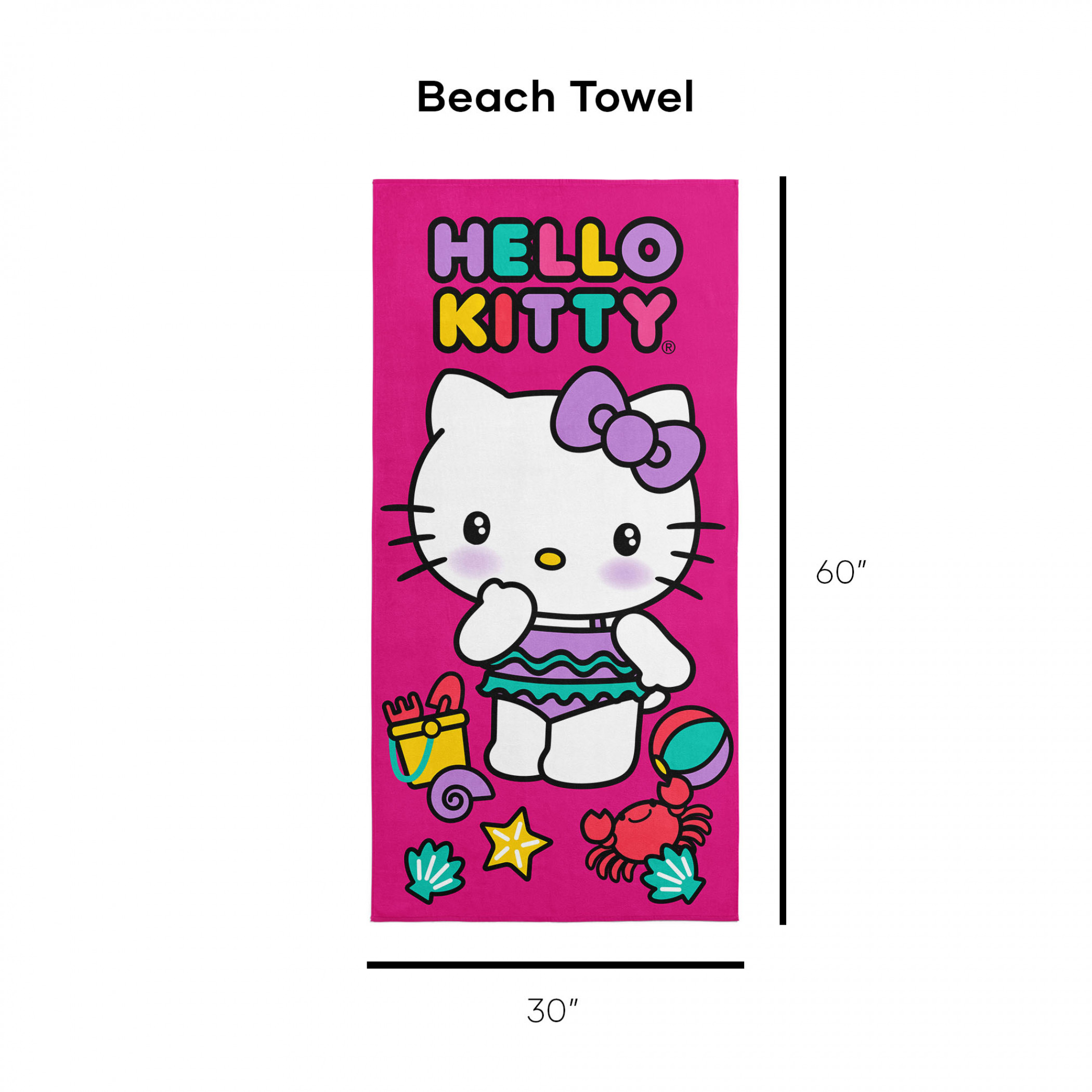 Hello Kitty Sanrio Beach Day 30"x60" Microfiber Beach Towel